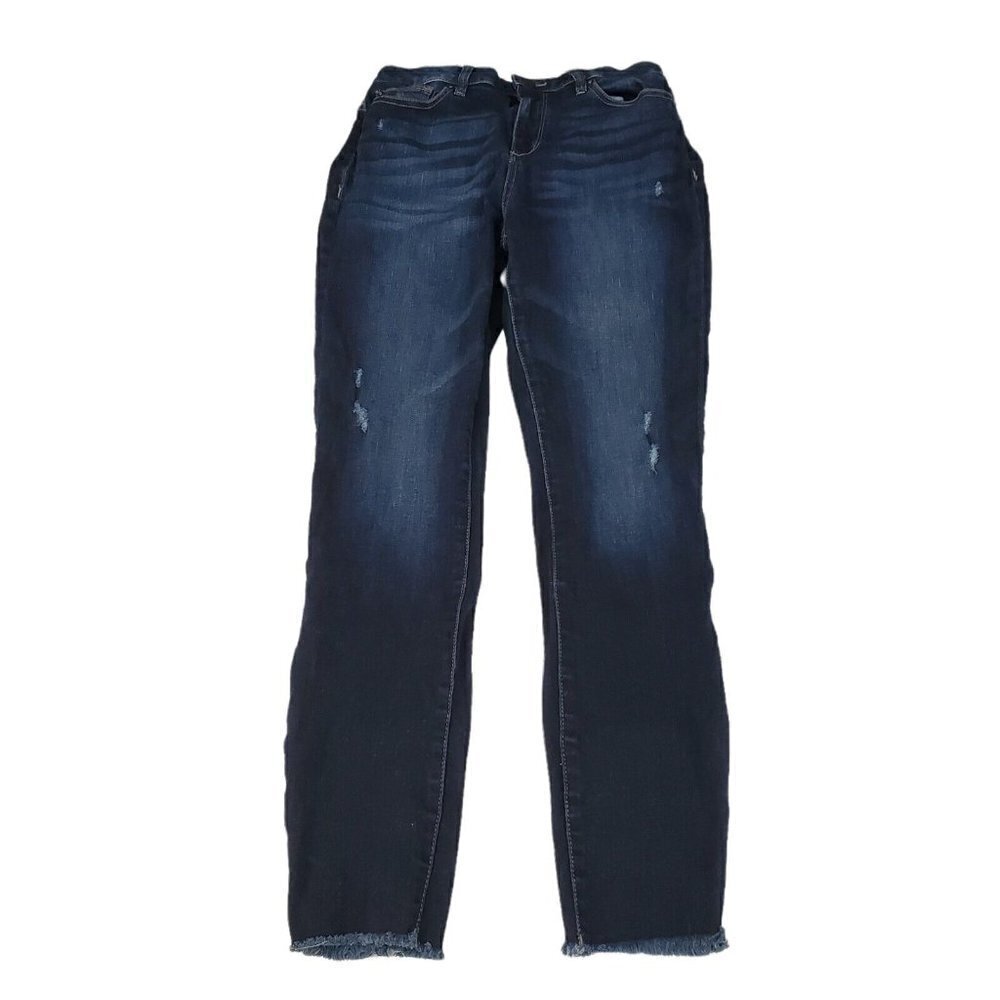 DL1961 Jean 28 Blue Chrissy Trimtone Skinny Trinity High Rise Distressed Raw Hem